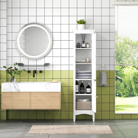 Tall Narrow Bathroom Cabinet-White