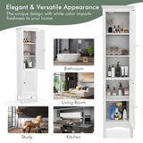 Tall Narrow Bathroom Cabinet-White