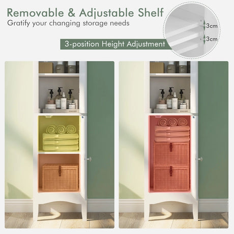 Tall Narrow Bathroom Cabinet-White