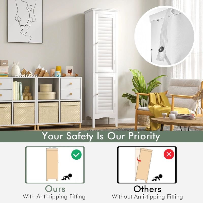 Tall Narrow Bathroom Cabinet-White