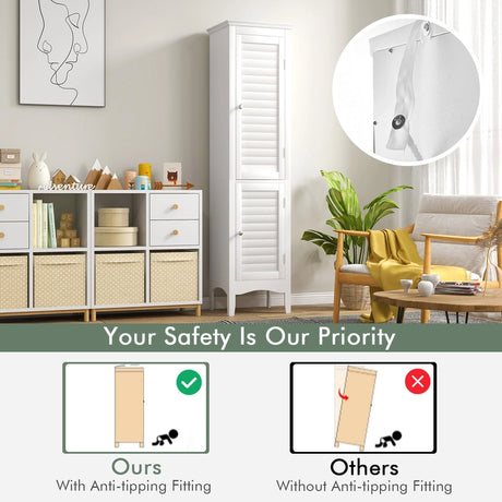 Tall Narrow Bathroom Cabinet-White