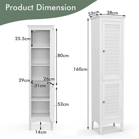 Tall Narrow Bathroom Cabinet-White