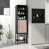 146cm Tall Storage Cabinet with Adjustable Shelfs and Bottom Storage-Black