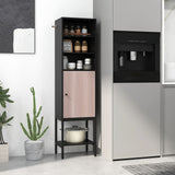 146cm Tall Storage Cabinet with Adjustable Shelfs and Bottom Storage-Black