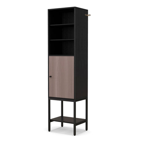 146cm Tall Storage Cabinet with Adjustable Shelfs and Bottom Storage-Black