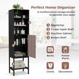 146cm Tall Storage Cabinet with Adjustable Shelfs and Bottom Storage-Black
