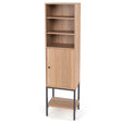 Tall Storage Cabinet with Adjustable Shelf and Bottom Storage-Natural