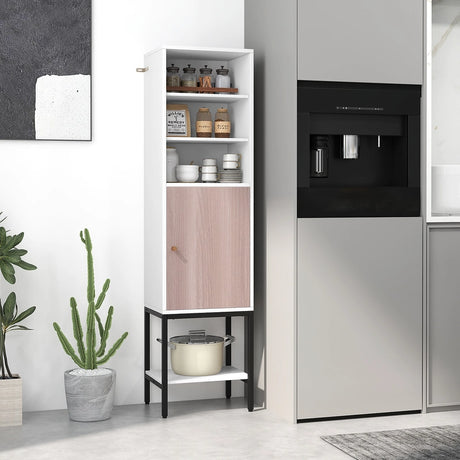 146cm Tall Storage Cabinet with Adjustable Shelfs and Bottom Storage-White