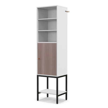 146cm Tall Storage Cabinet with Adjustable Shelfs and Bottom Storage-White