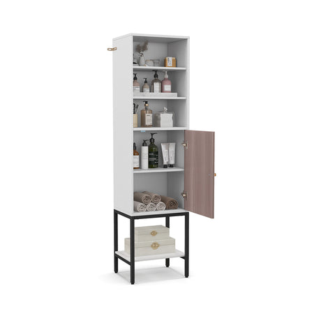 146cm Tall Storage Cabinet with Adjustable Shelfs and Bottom Storage-White