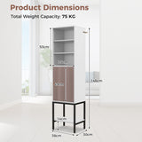 146cm Tall Storage Cabinet with Adjustable Shelfs and Bottom Storage-White