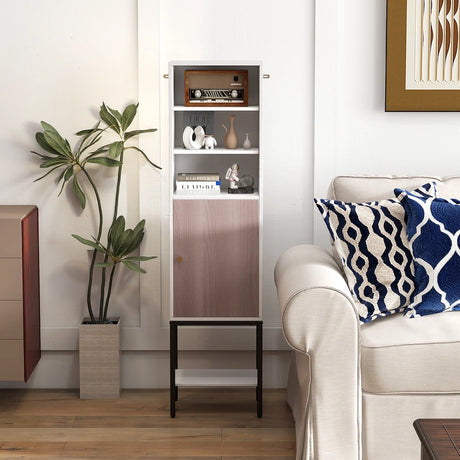 146cm Tall Storage Cabinet with Adjustable Shelfs and Bottom Storage-White