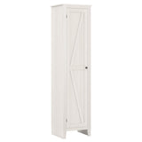 Tall Storage Cabinet with Four Shelves and Single Door-White