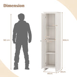 Tall Storage Cabinet with Four Shelves and Single Door-White
