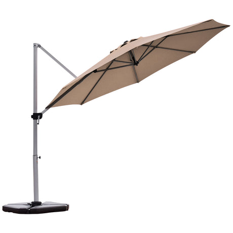 Round Cantilever Umbrella with Heavy-Duty Aluminum Pole for Garden-Brown