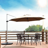 Round Cantilever Umbrella with Heavy-Duty Aluminum Pole for Garden-Brown