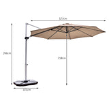 Round Cantilever Umbrella with Heavy-Duty Aluminum Pole for Garden-Brown