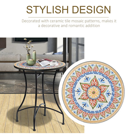 Outsunny 60cm Mosaic Outdoor Patio Table - Red