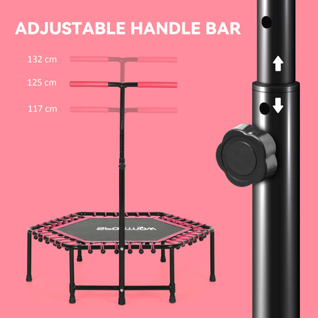 SPORTNOW 45" Rebounder Trampoline for Adults, Quiet Bungee Rebounder with LED Lights and Adjustable Handle, Pink