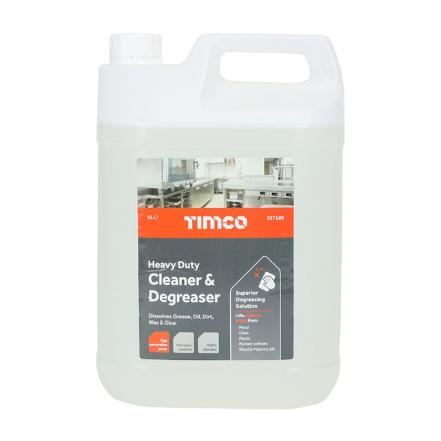 TIMCO Heavy Duty Solvent Cleaner & Degreaser, All Purpose Cleaner of Silicone, Grease, Uncured PU Foam, Adhesives, Brake Dust and Engineering Grime - 5L