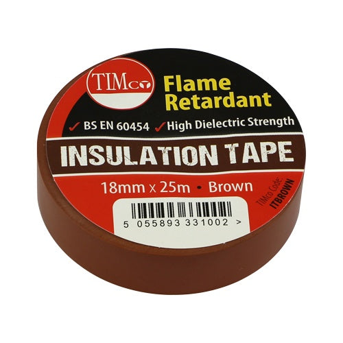 10 x TIMCO PVC Insulation Tape Brown - 25m x 18mm