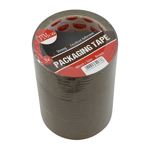 3 x TIMCO Packaging Tape Brown - 50m x 48mm