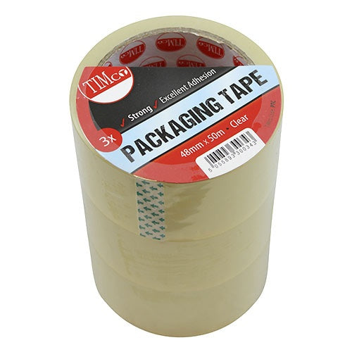 3 x TIMCO Packaging Tape Clear - 50m x 48mm