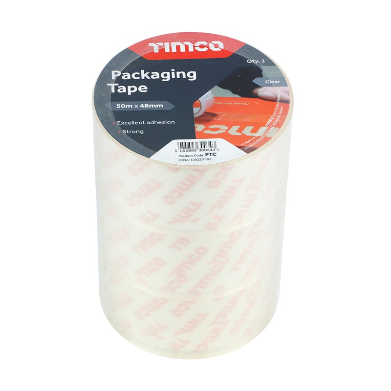 3 x TIMCO Packaging Tape Clear - 50m x 48mm