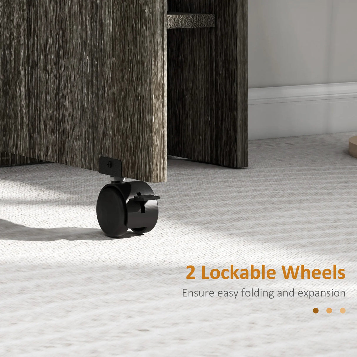 HOMCOM Folding Dining Table, Drop Leaf Table with 2-Tier Shelves, Rolling Casters, for Small Spaces, Kitchen, Grey