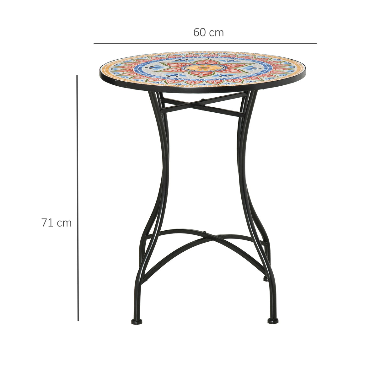 Outsunny 60cm Mosaic Outdoor Patio Table - Red