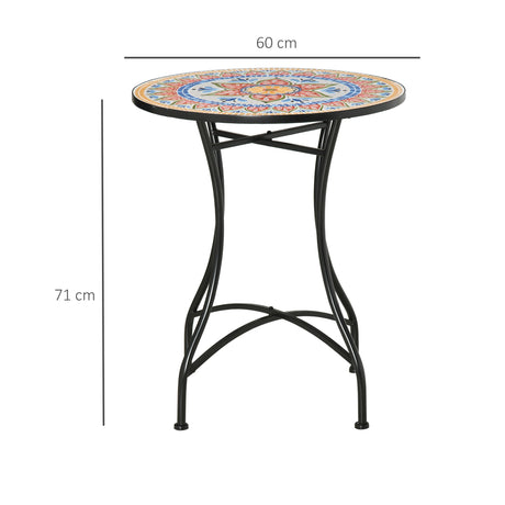 Outsunny 60cm Mosaic Outdoor Patio Table - Red