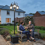 Outsunny Solar Lamp Post with Dusk-to-Dawn Sensor Street Light with 3-Head Planter 185 cm Black