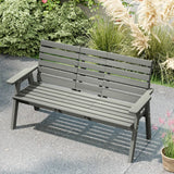 Outsunny Fir Wood Convertible 2 to 3 Seater Outdoor Garden Bench Grey