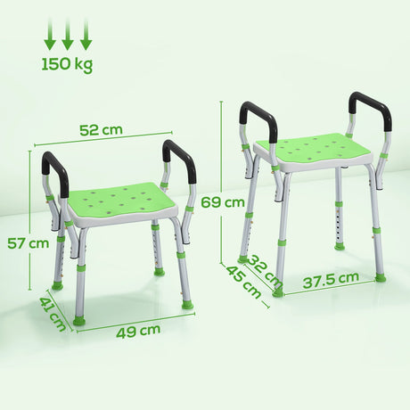 HOMCOM 57-69cm Aluminium Frame Bath Seat