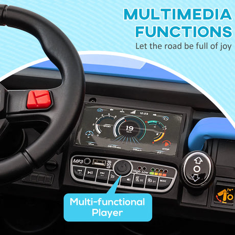 HOMCOM 12V 2 Seater Kids Electric Ride-On Car with Electric Bucket, Remote Control - Blue