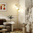 HOMCOM 3-Light Tree Floor Lamps for Living Room, Modern Standing Lamp for Bedroom with Globe Lampshade, 3000K/4000K/6000K Colour Temperatures, Steel Base, Gold Tone