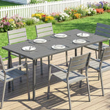 Outsunny Garden Dining Table for 6 Person, 165 x 80 cm Rectangular Outdoor Dining Table with Slatted Top