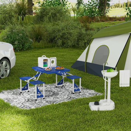 Outsunny 17L Camping Portable Handwash Sink w/ Towel Holder & Soap Dispenser Rolling Wheels Outdoor Drainage Equipment
