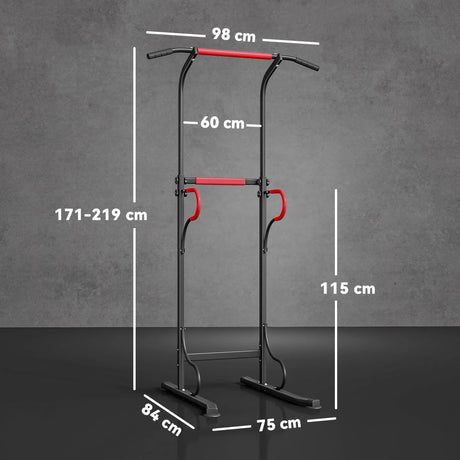 HOMCOM Steel Multi-Use Exercise Power Tower Pull Up Station Adjustable Height W/ Grips