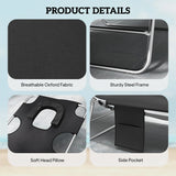 Outsunny 5-Position Adjustable Sun Loungers Set of 2 with Reading Hole and Side Pocket, Black
