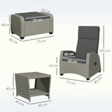 Outsunny 5-Piece Rattan Garden Furniture Set with Cushions - Charcoal Grey