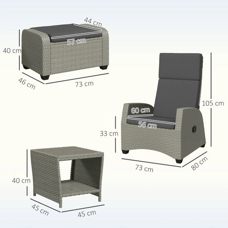 Outsunny 5-Piece Rattan Garden Furniture Set with Cushions - Charcoal Grey
