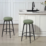 HOMCOM Set of Two Faux Leather Bar Stools - Green/Black