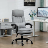 Vinsetto Office Chair, Ergonomic Desk Chair with 6-Point Vibration Massage and Lumbar Heating, Computer Chair with Lumbar Support Pillow, 155° Reclining Back and Footrest, Grey