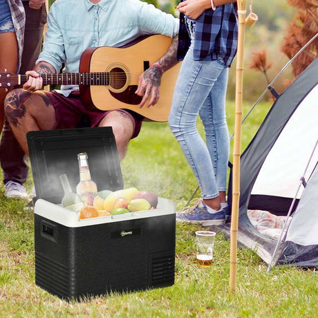 Outsunny 40L Car Refrigerator, Portable Compressor Car Fridge Freezer, Electric Cooler Box with 12/24V DC and 110-240V AC for Camping, Driving, Picnic, Down to -20℃