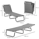 Outsunny Folding Sun Loungers Set of 2, Outdoor Day Bed with 5-Position Adjustable Backrest, Portable Recliner Garden Chairs with Breathable Mesh for Beach, Patio, Dark Grey