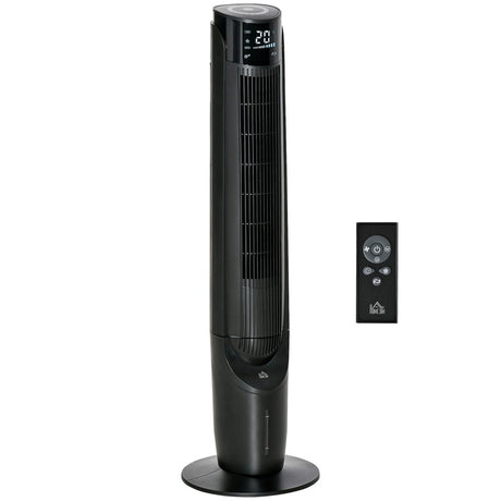 HOMCOM Ice Cooling Tower Fan, Water Conditioner Evaporative Air Cooler Unit with 4 Modes, 3 Speed, Remote Control, Timer, Oscillating for Home Bedroom, Black