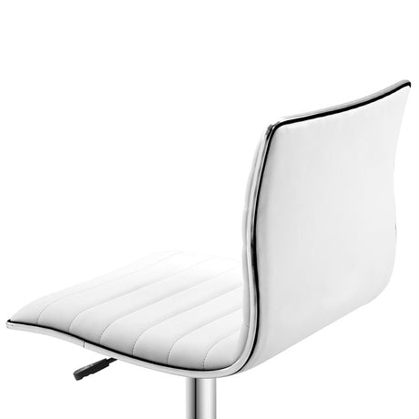 HOMCOM Adjustable Swivel Office Chair with Armless Mid-Back in PU Leather and Chrome Base - White