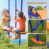 Outsunny Four-In-One Metal Garden Swing Set, with Double Swings, Glider, Slider, Ladder - Orange and Blue