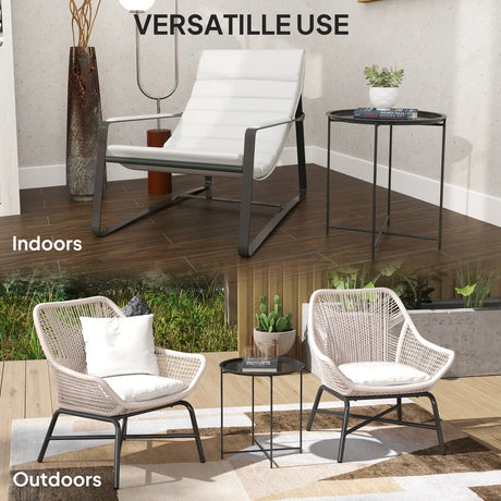 Outsunny Steel Removable Tray Top Garden Table - Black